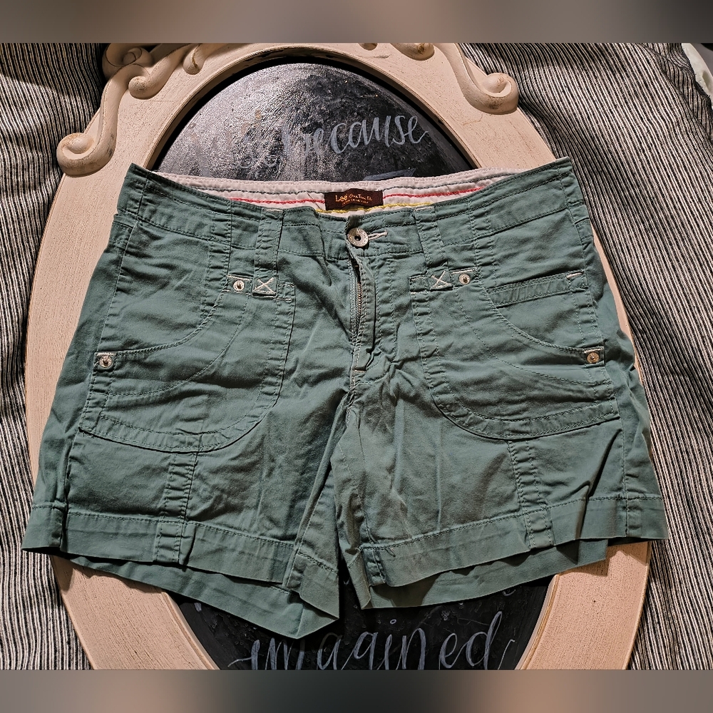 Y2K Lee Green Cargo Shorts Relaxed Fit Cotton Blend